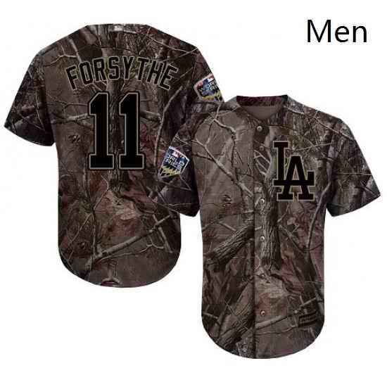 Mens Majestic Los Angeles Dodgers 11 Logan Forsythe Authentic Camo Realtree Collection Flex Base 2018 World Series Jersey